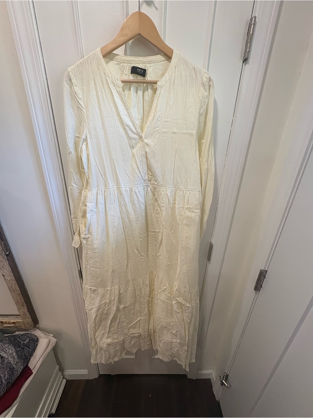 Able Cream Long Sleeve Tiered Maxi Dress